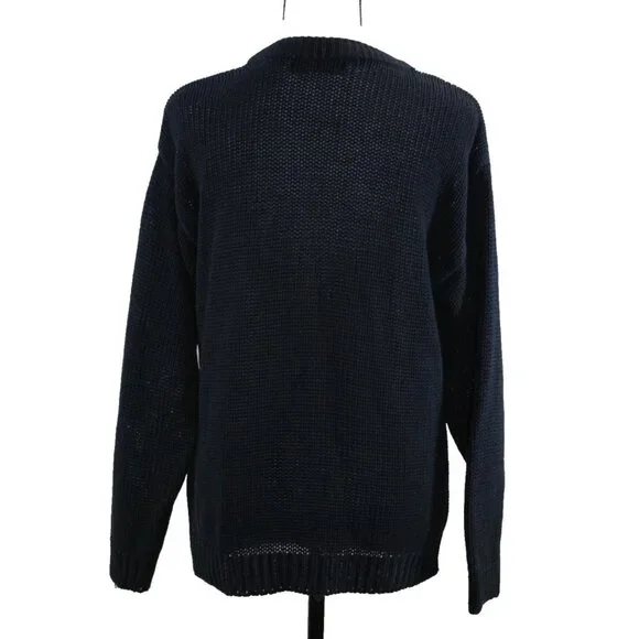 Vintage Native American Big Chief Head Crewneck Sweater Size M Chunky Knit Patch - Picture 2 of 7